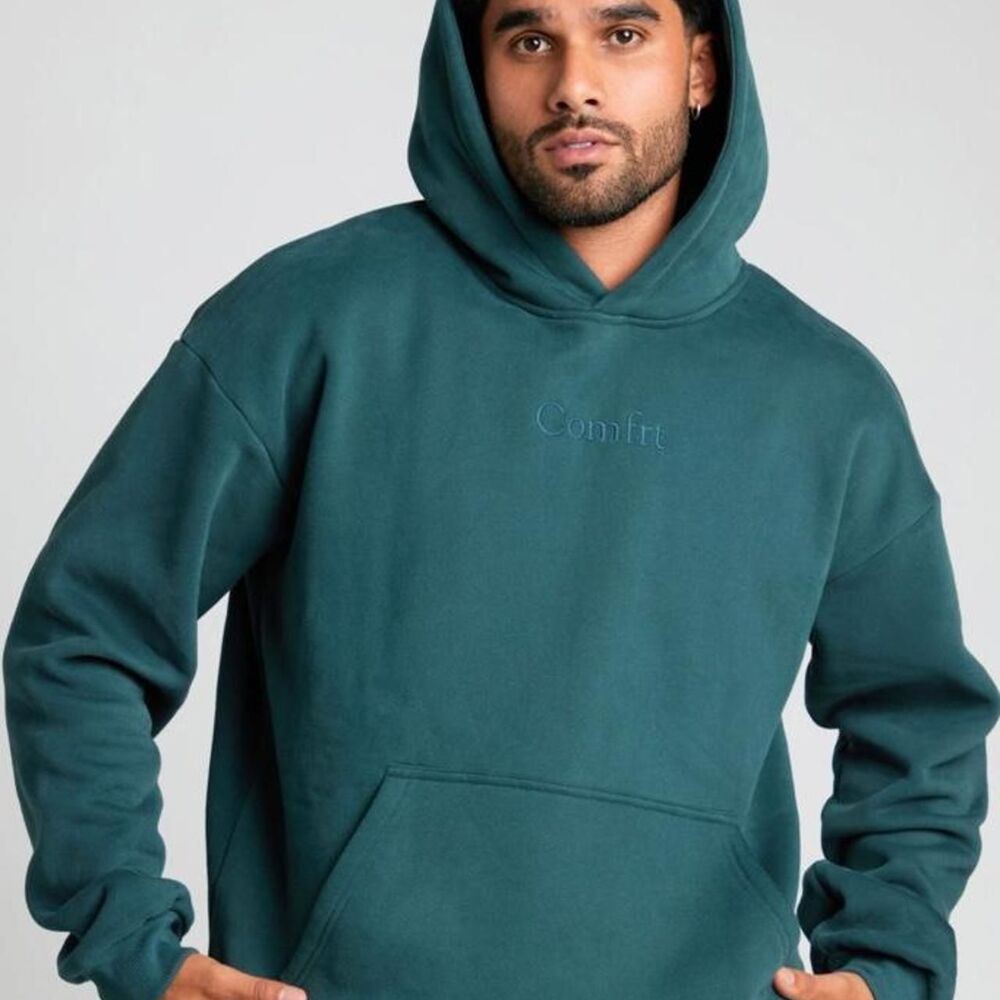 Comfrt Women's Green and Blue Hoodie